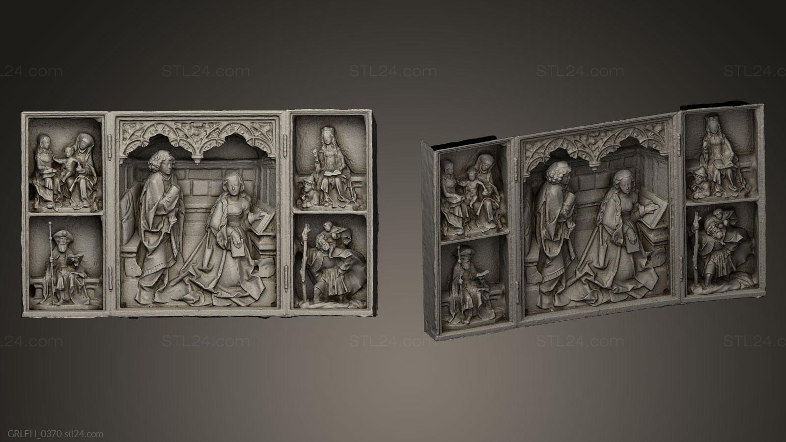 Горельефы и барельефы исторические и религиозные (Маленький триптих, GRLFH_0370) 3D модель для ЧПУ станка
